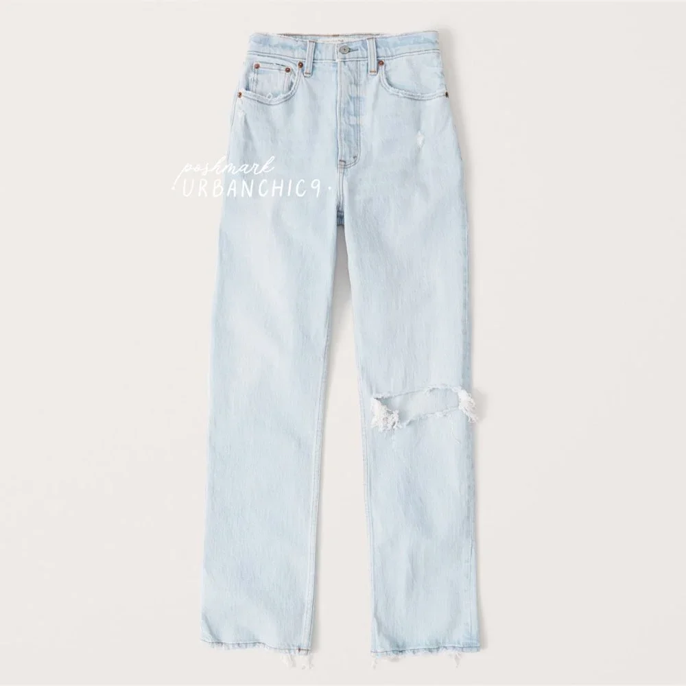 NWT ABERCROMBIE 90s Straight Jean Light Ripped size 30 - Picture 4 of 14